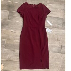 Maggy London Burgundy Sheath Dress Short Sleeve Size 6 BNWT